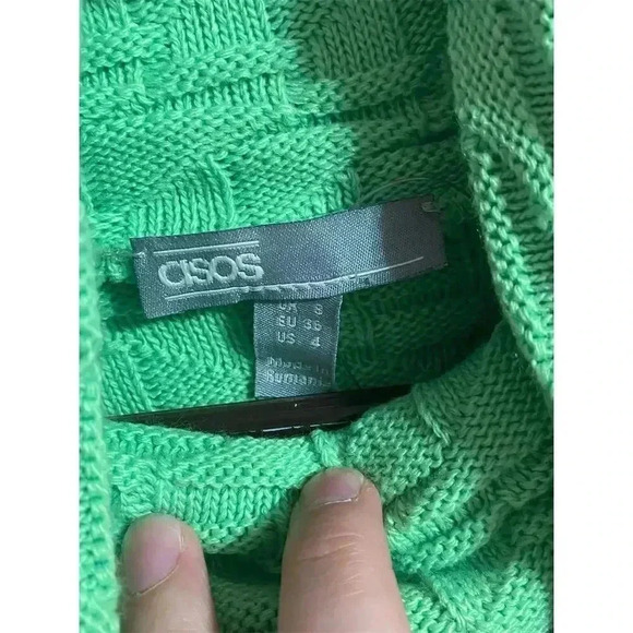 ASOS Women's Size 4 Lime Green Cowl Neck Cable-Knit Sweater - Picture 2 of 5